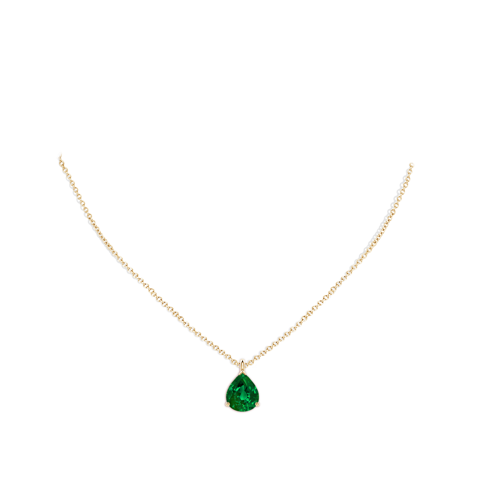 12x10mm Labgrown Lab-Grown Solitaire Pear Emerald Classic Pendant in Yellow Gold pen