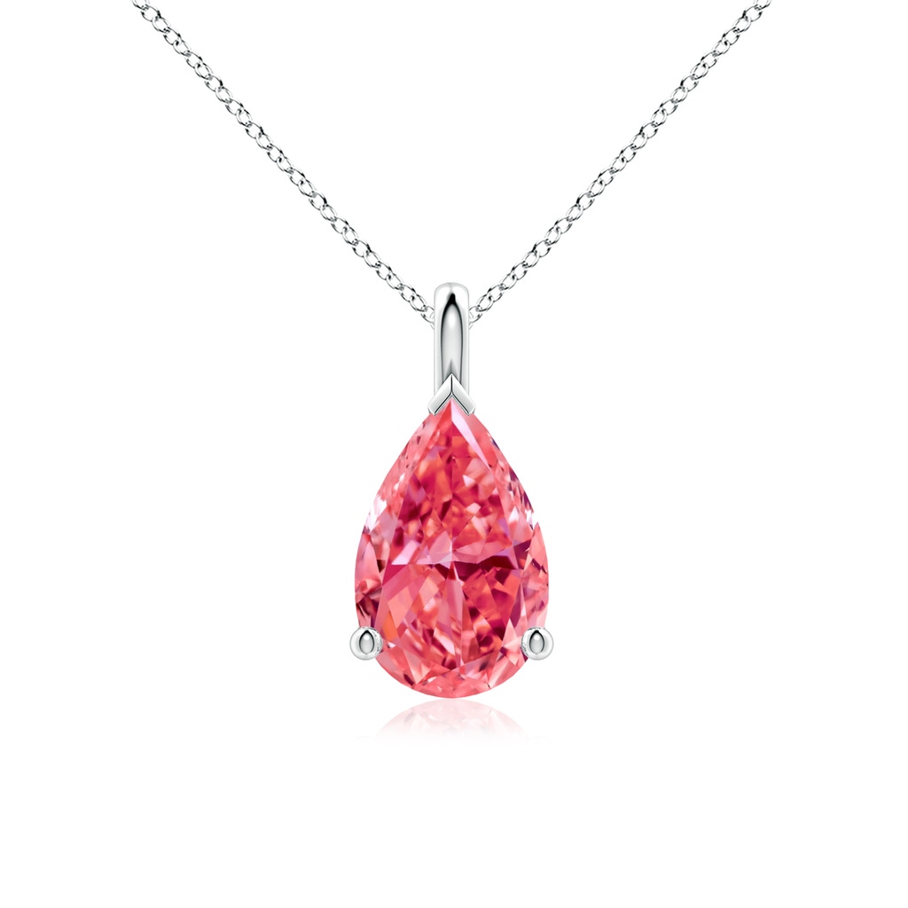 11x7mm Labgrown Solitaire Pear Lab-Grown Fancy Intense Pink Diamond Classic Pendant in P950 Platinum