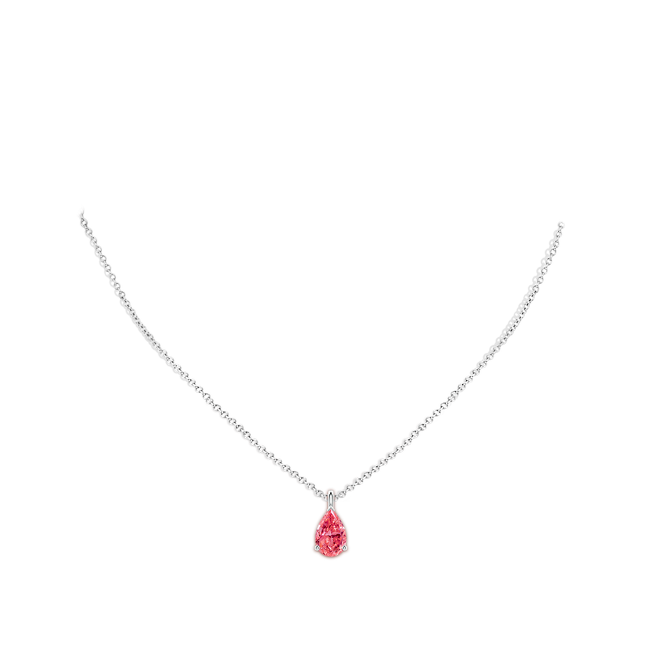 11x7mm Labgrown Solitaire Pear Lab-Grown Fancy Intense Pink Diamond Classic Pendant in White Gold pen