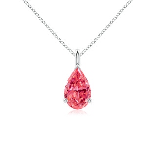 9x5.5mm Labgrown Solitaire Pear Lab-Grown Fancy Intense Pink Diamond Classic Pendant in P950 Platinum