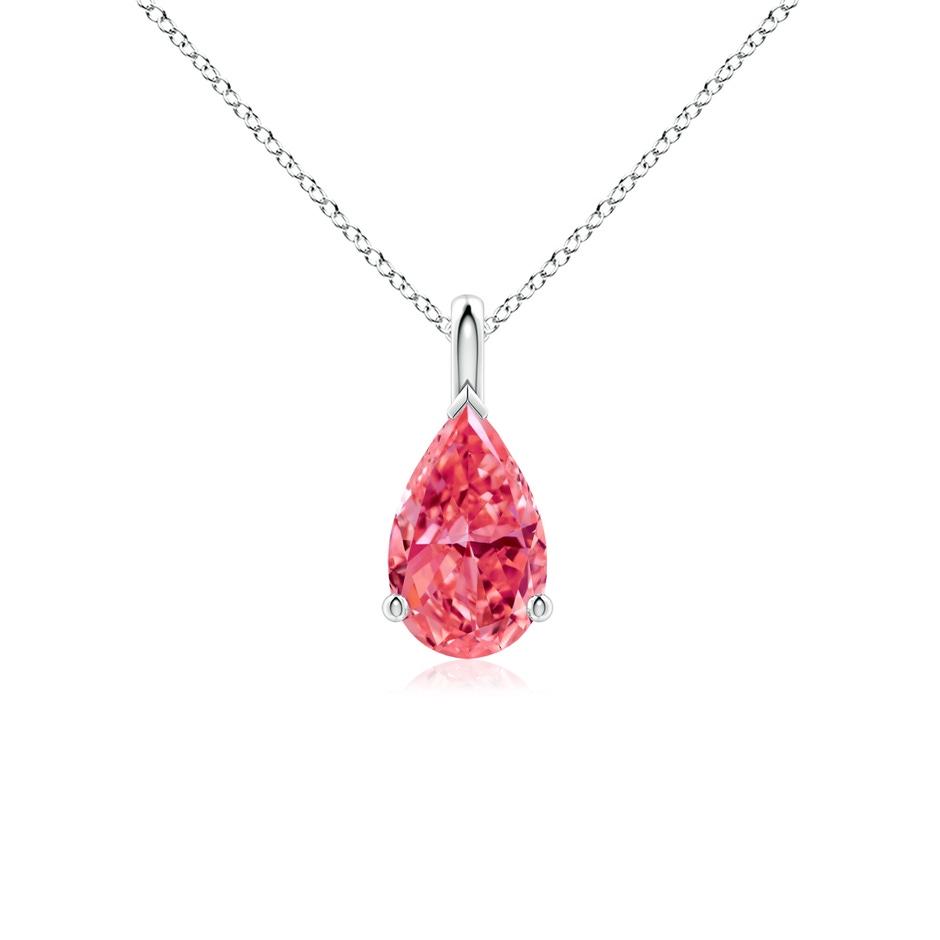 9x5.5mm Labgrown Solitaire Pear Lab-Grown Fancy Intense Pink Diamond Classic Pendant in P950 Platinum 