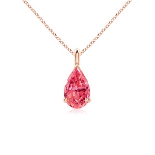 9x5.5mm Labgrown Solitaire Pear Lab-Grown Fancy Intense Pink Diamond Classic Pendant in Rose Gold