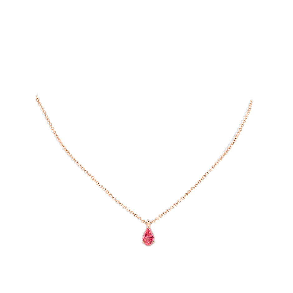 9x5.5mm Labgrown Solitaire Pear Lab-Grown Fancy Intense Pink Diamond Classic Pendant in Rose Gold pen