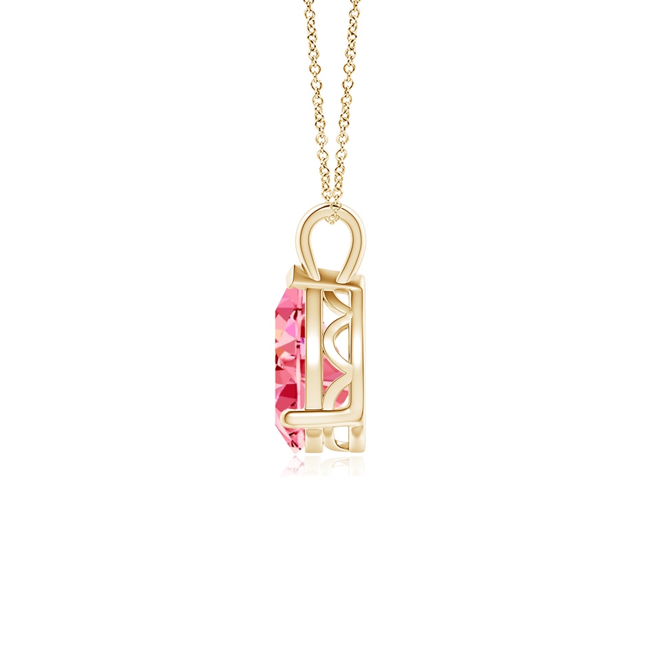 9x5.5mm Labgrown Solitaire Pear Lab-Grown Fancy Intense Pink Diamond Classic Pendant in Yellow Gold side 199