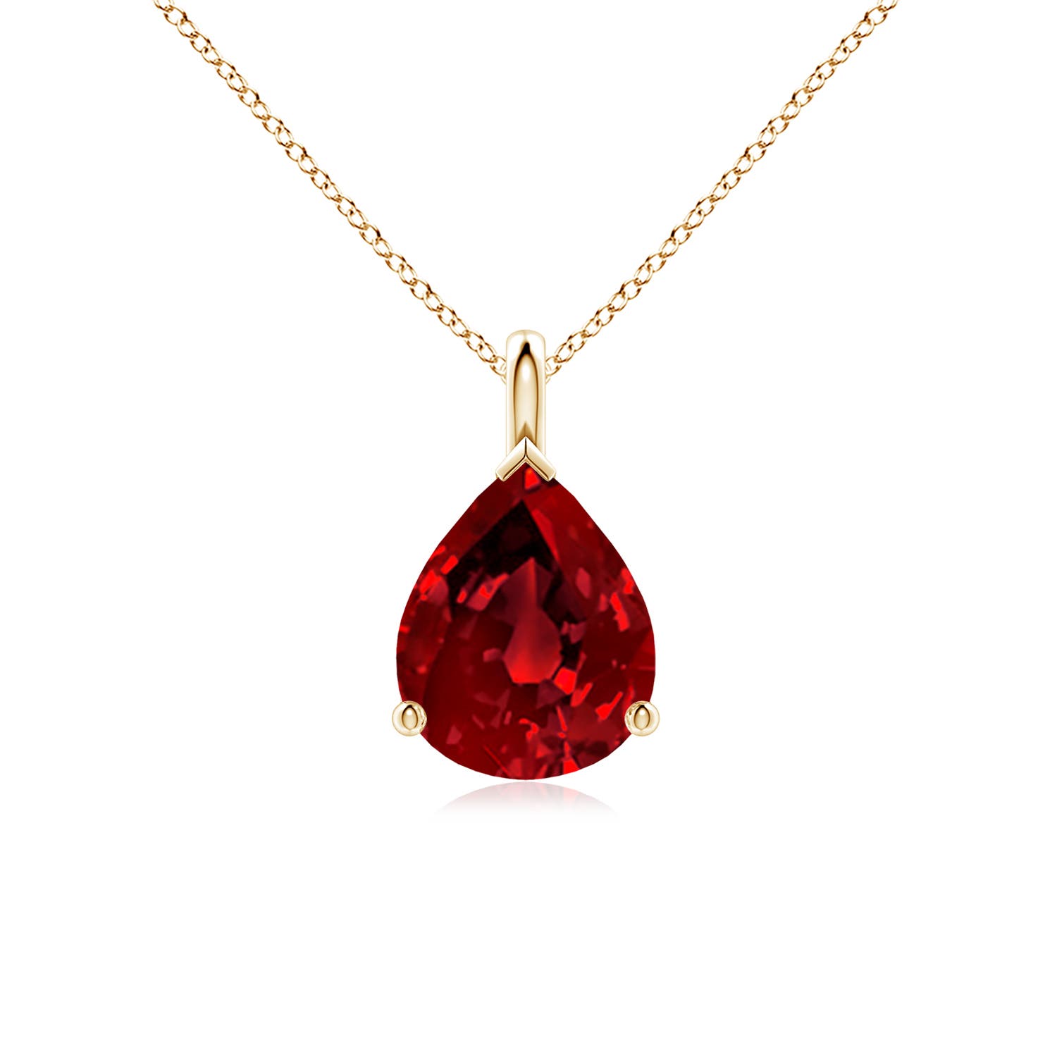 10x8mm Labgrown Lab-Grown Solitaire Pear Ruby Classic Pendant in 18CT Yellow Gold