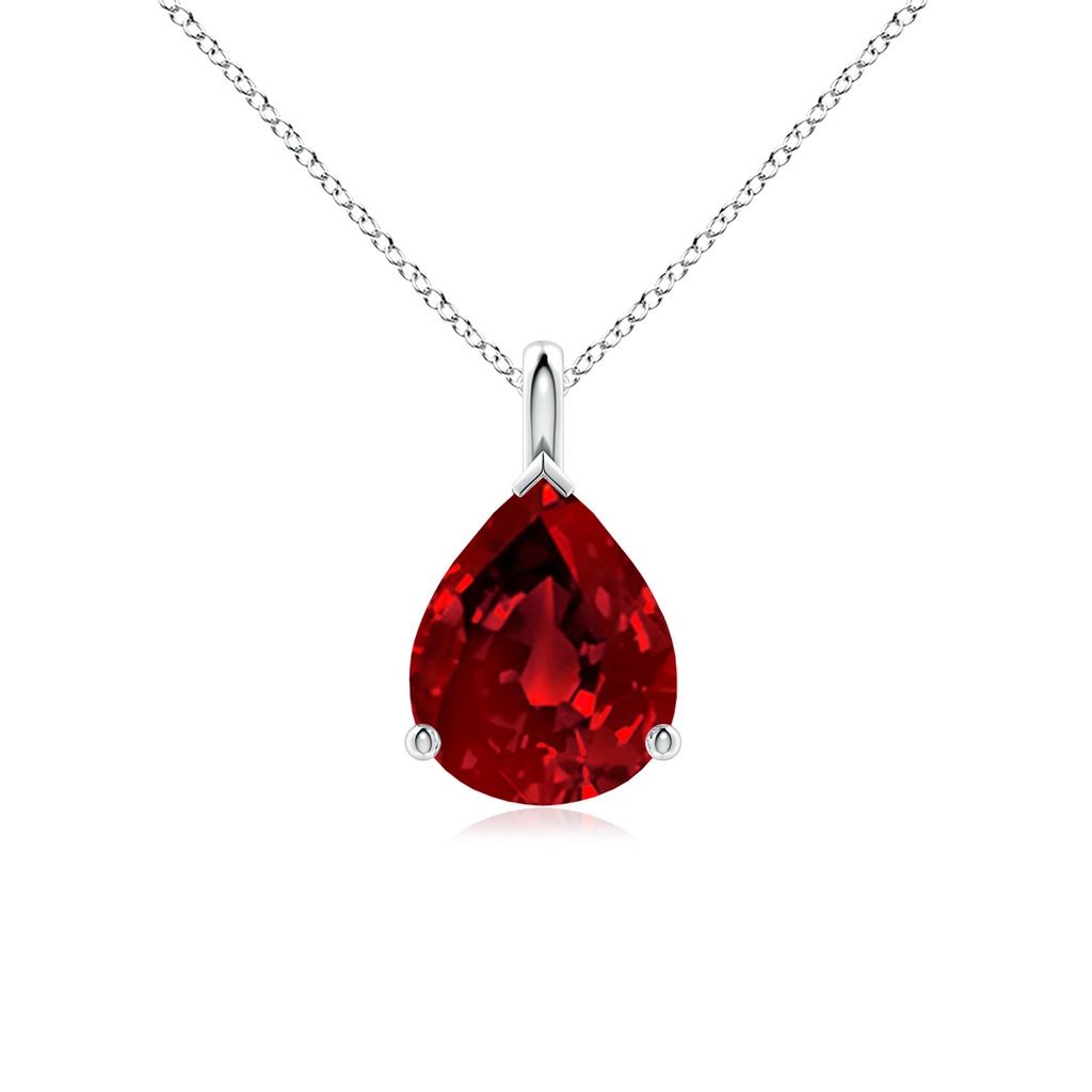 10x8mm Labgrown Lab-Grown Solitaire Pear Ruby Classic Pendant in P950 Platinum