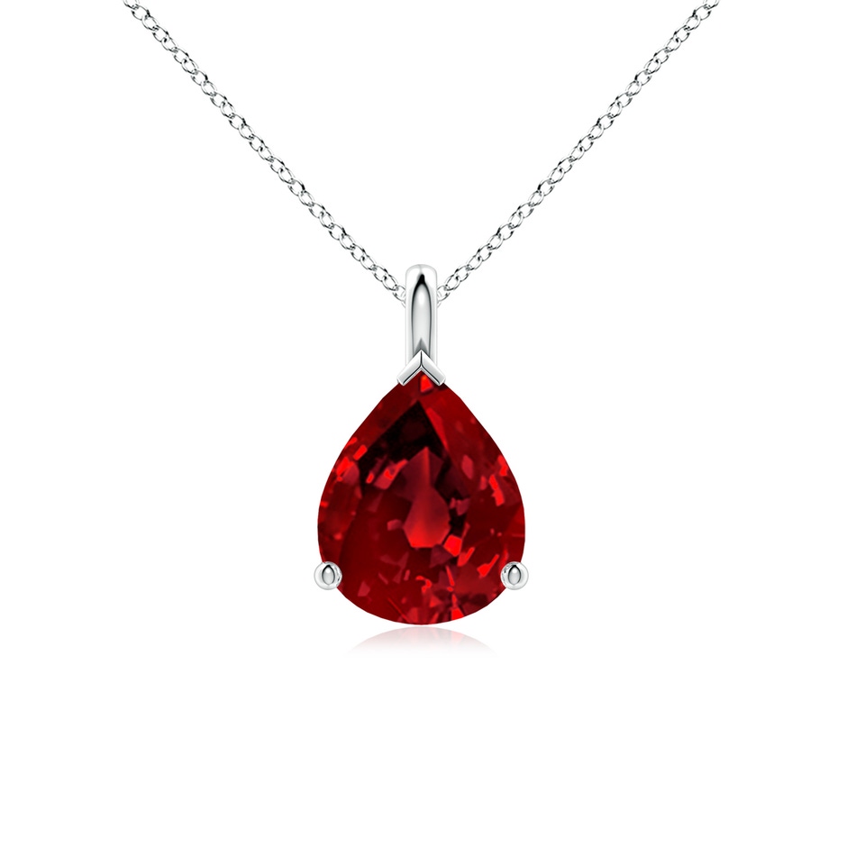 10x8mm Labgrown Lab-Grown Solitaire Pear Ruby Classic Pendant in P950 Platinum 