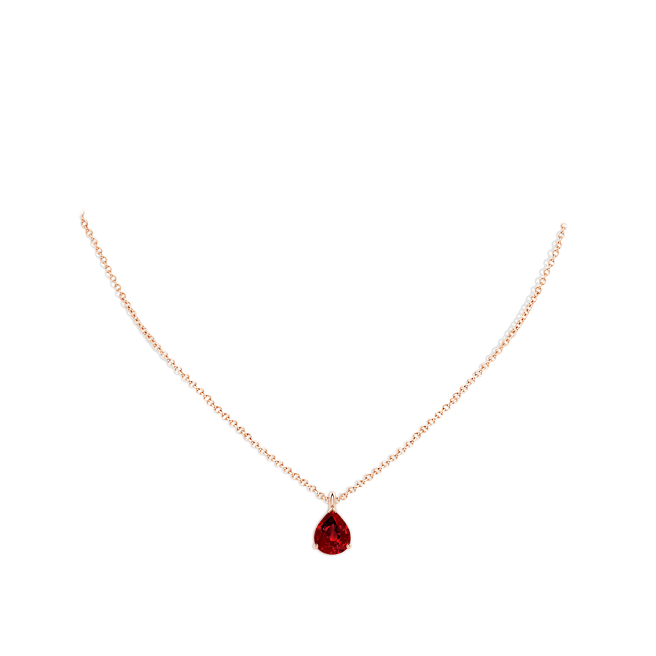 10x8mm Labgrown Lab-Grown Solitaire Pear Ruby Classic Pendant in Rose Gold pen