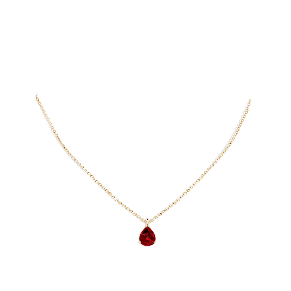 10x8mm Labgrown Lab-Grown Solitaire Pear Ruby Classic Pendant in Yellow Gold pen