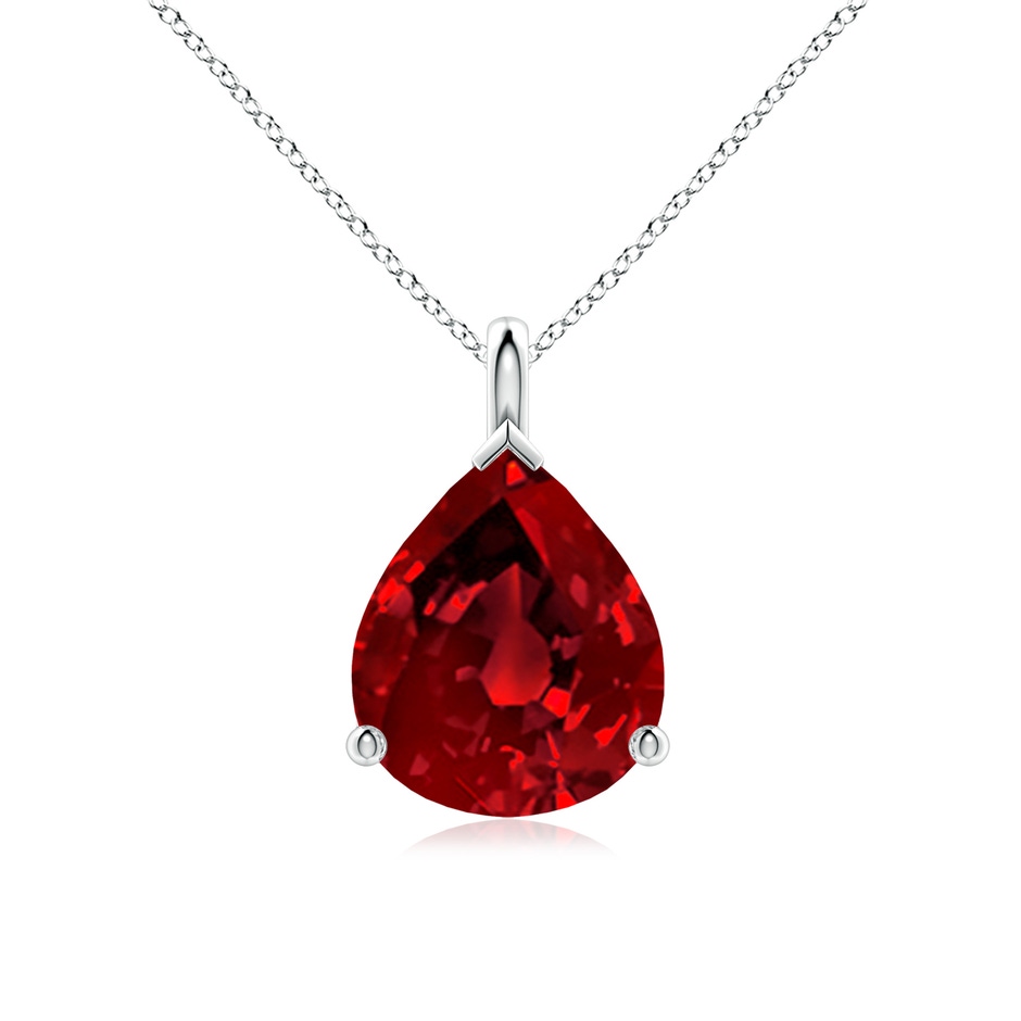 12x10mm Labgrown Lab-Grown Solitaire Pear Ruby Classic Pendant in P950 Platinum 