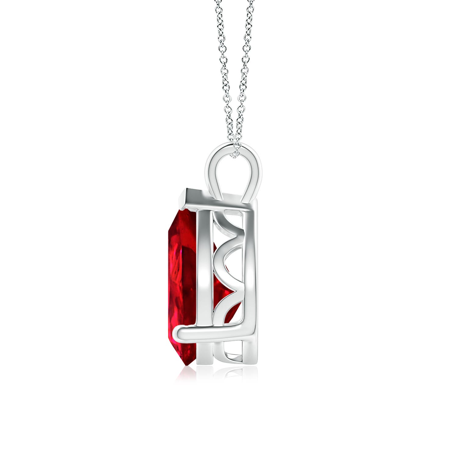 12x10mm Labgrown Lab-Grown Solitaire Pear Ruby Classic Pendant in P950 Platinum
