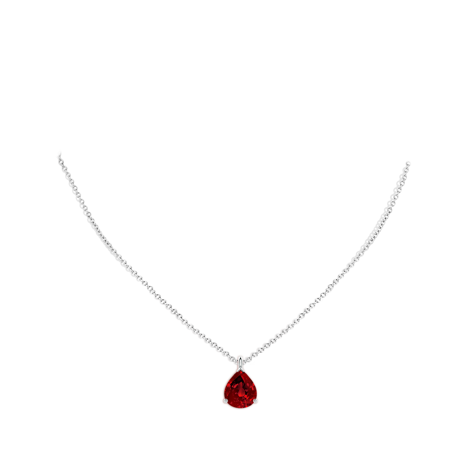 12x10mm Labgrown Lab-Grown Solitaire Pear Ruby Classic Pendant in P950 Platinum pen