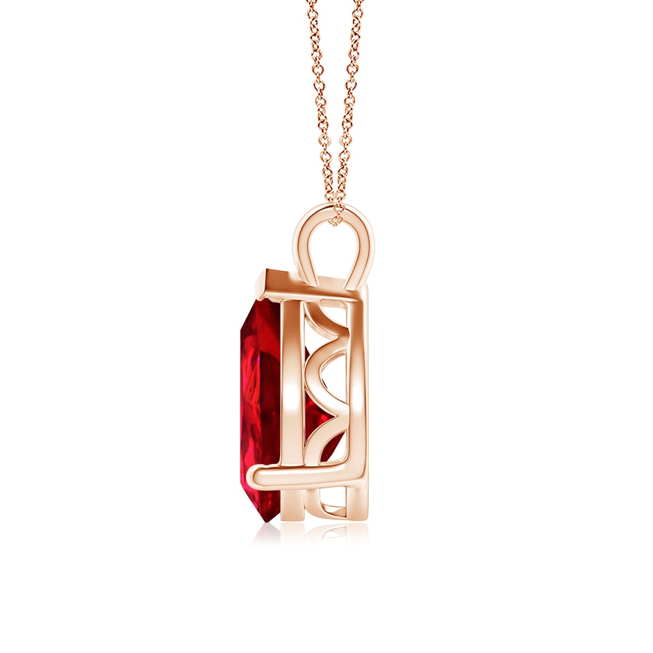 12x10mm Labgrown Lab-Grown Solitaire Pear Ruby Classic Pendant in Rose Gold side 199