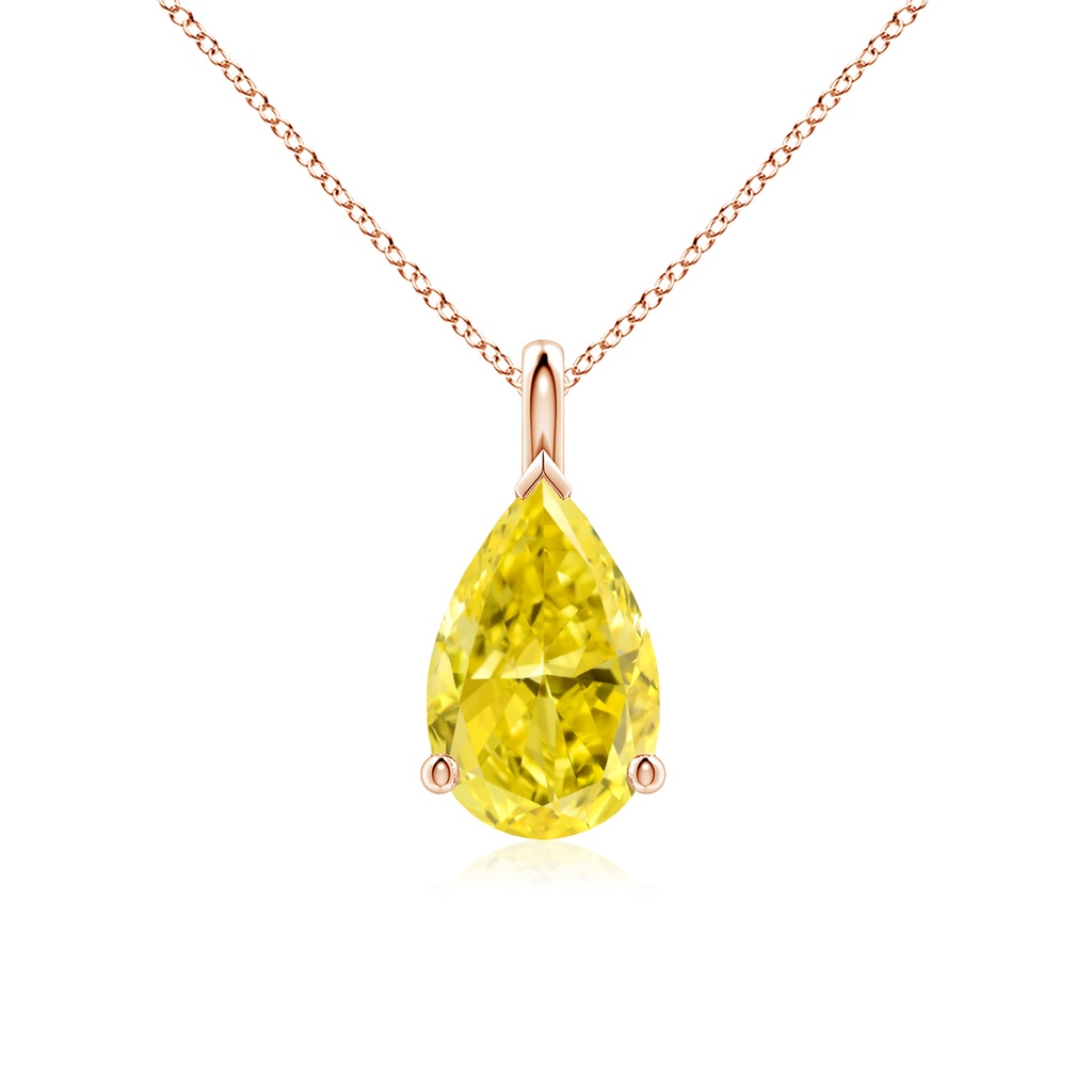 11x7mm Labgrown Solitaire Pear Lab-Grown Fancy Intense Yellow Diamond Classic Pendant in Rose Gold