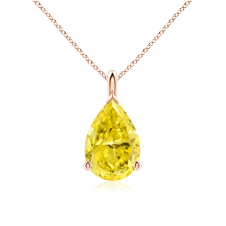 12x8mm Labgrown Solitaire Pear Lab-Grown Fancy Intense Yellow Diamond Classic Pendant in 18K Rose Gold