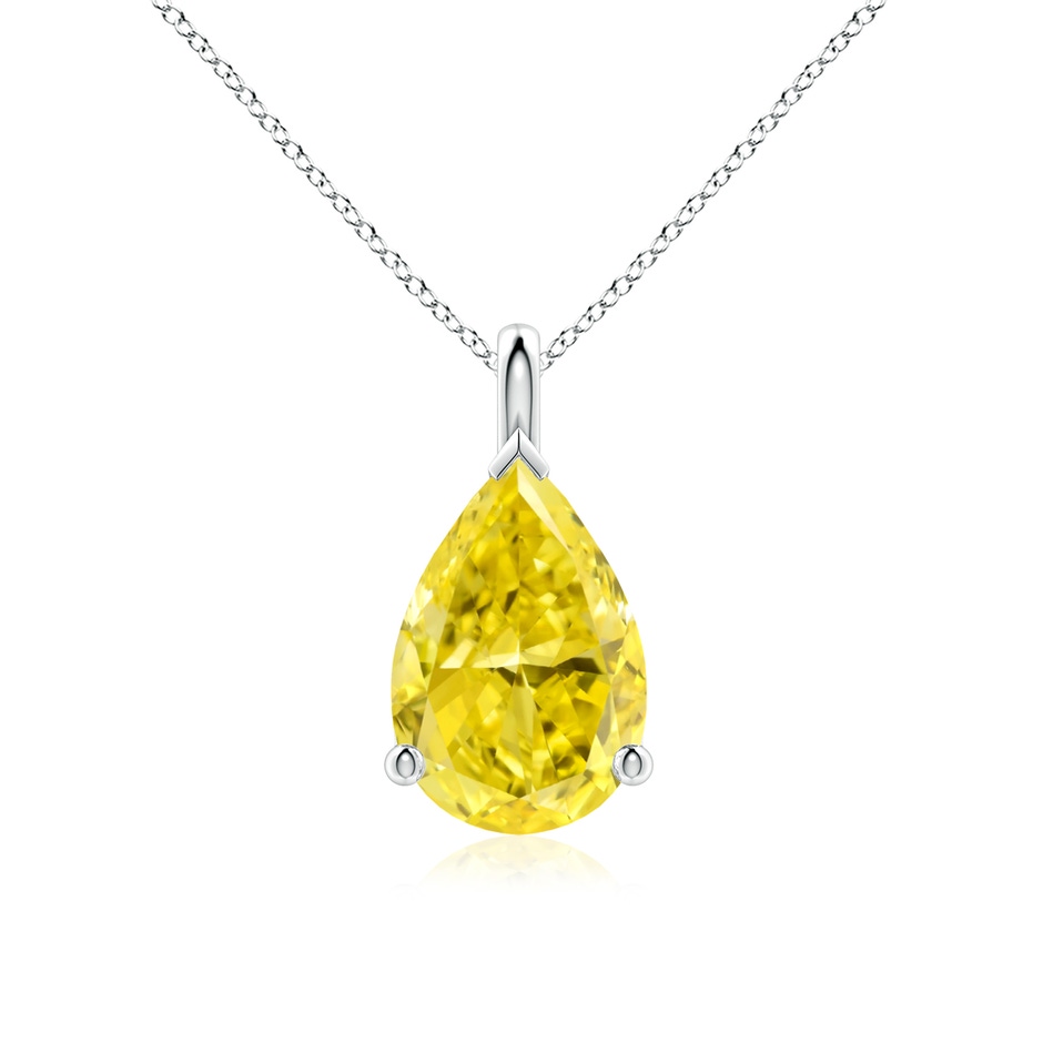 12x8mm Labgrown Solitaire Pear Lab-Grown Fancy Intense Yellow Diamond Classic Pendant in P950 Platinum 