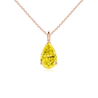 9x5.5mm Labgrown Solitaire Pear Lab-Grown Fancy Intense Yellow Diamond Classic Pendant in Rose Gold