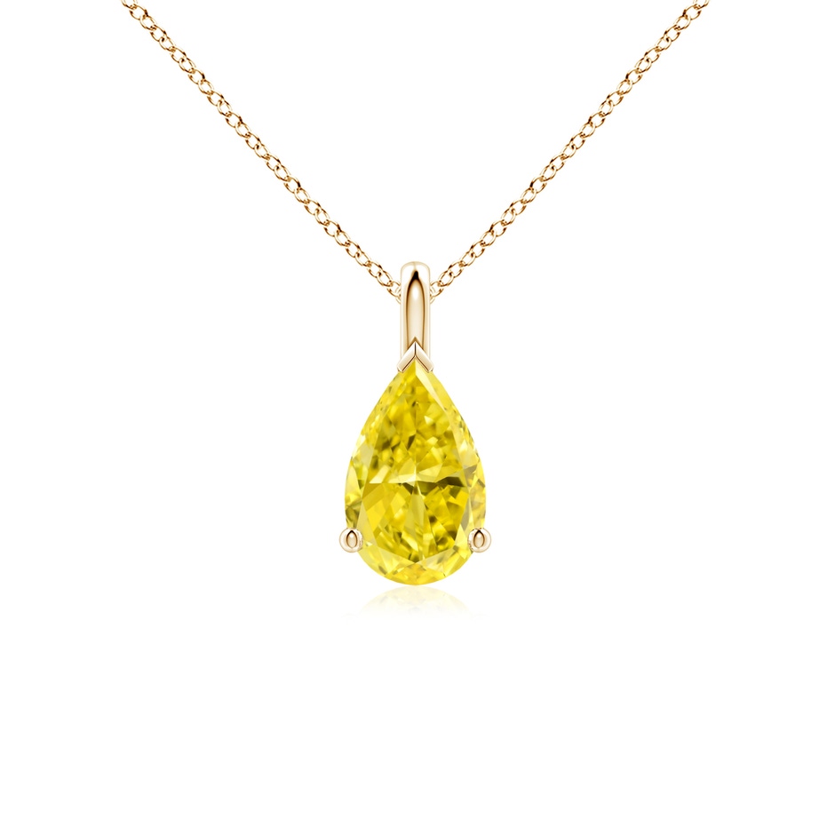9x5.5mm Labgrown Solitaire Pear Lab-Grown Fancy Intense Yellow Diamond Classic Pendant in Yellow Gold 