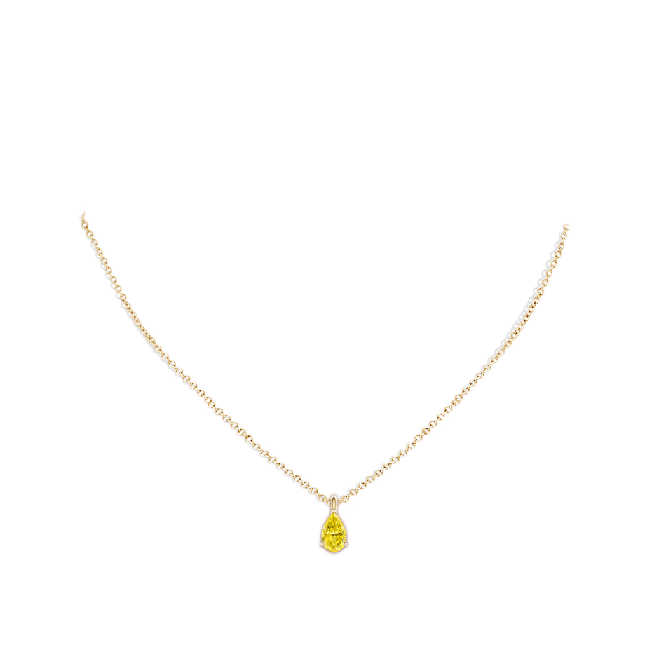 9x5.5mm Labgrown Solitaire Pear Lab-Grown Fancy Intense Yellow Diamond Classic Pendant in Yellow Gold pen