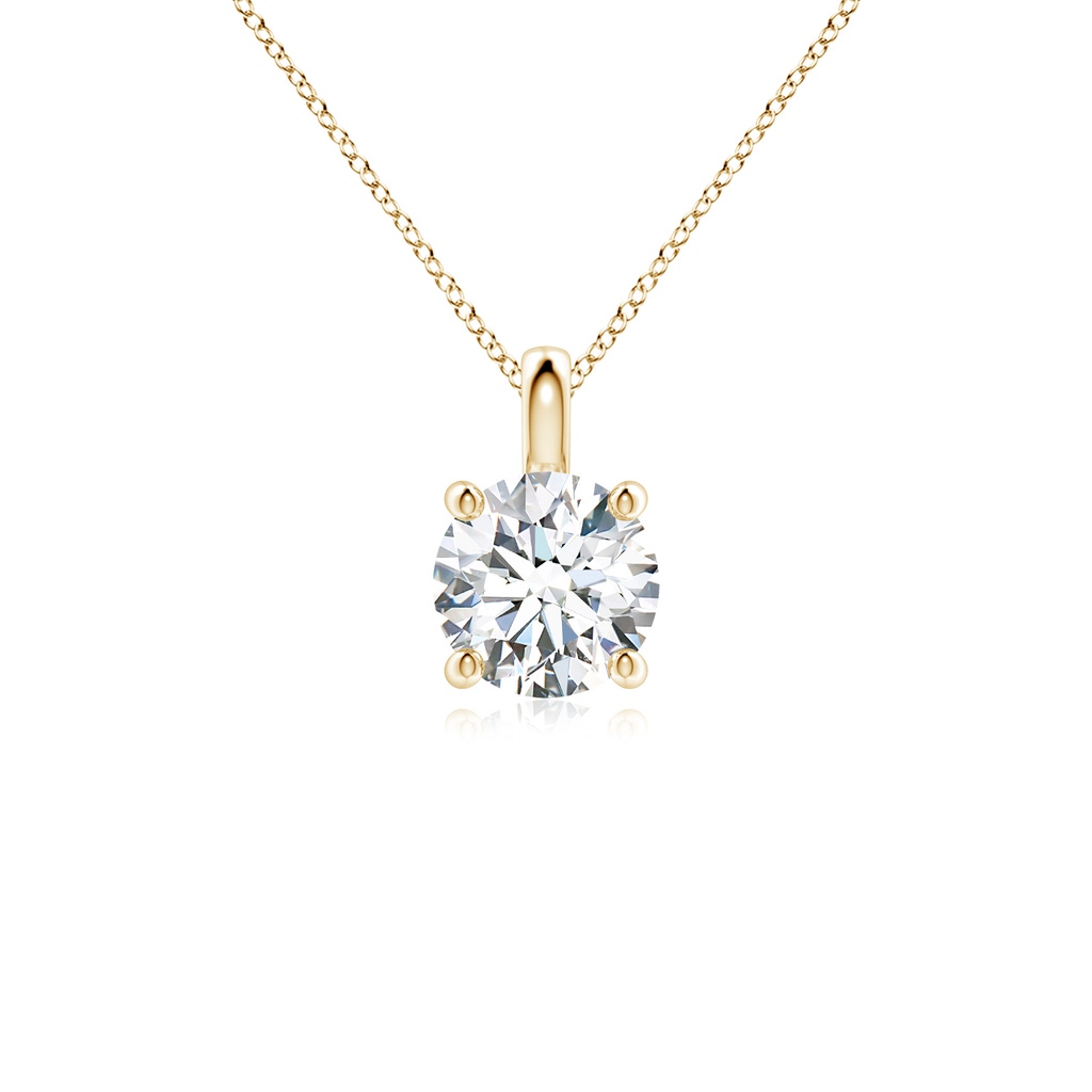 6.4mm FGVS Lab-Grown Solitaire Round Diamond Classic Pendant in Yellow Gold