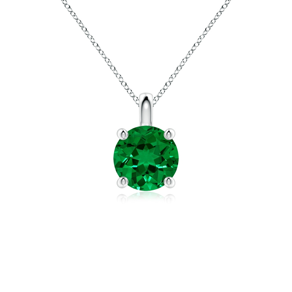 7mm Labgrown Lab-Grown Solitaire Round Emerald Classic Pendant in P950 Platinum