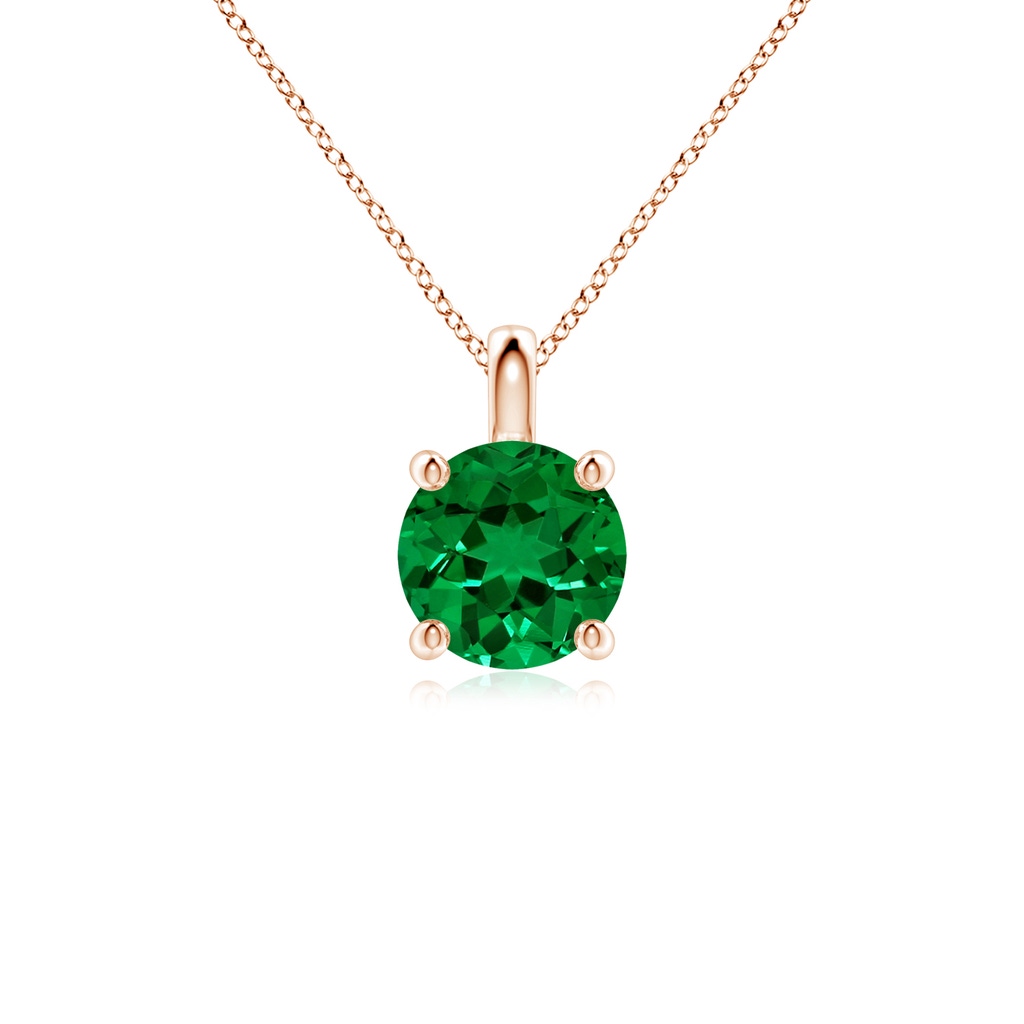 7mm Labgrown Lab-Grown Solitaire Round Emerald Classic Pendant in Rose Gold