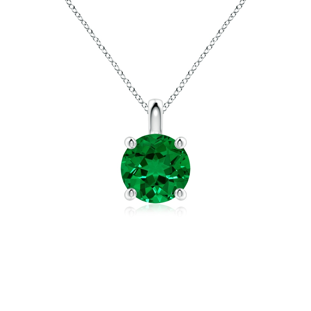 7mm Labgrown Lab-Grown Solitaire Round Emerald Classic Pendant in White Gold