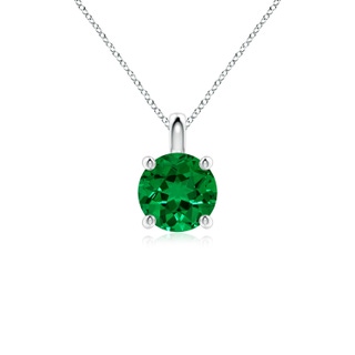 7mm Labgrown Lab-Grown Solitaire Round Emerald Classic Pendant in White Gold