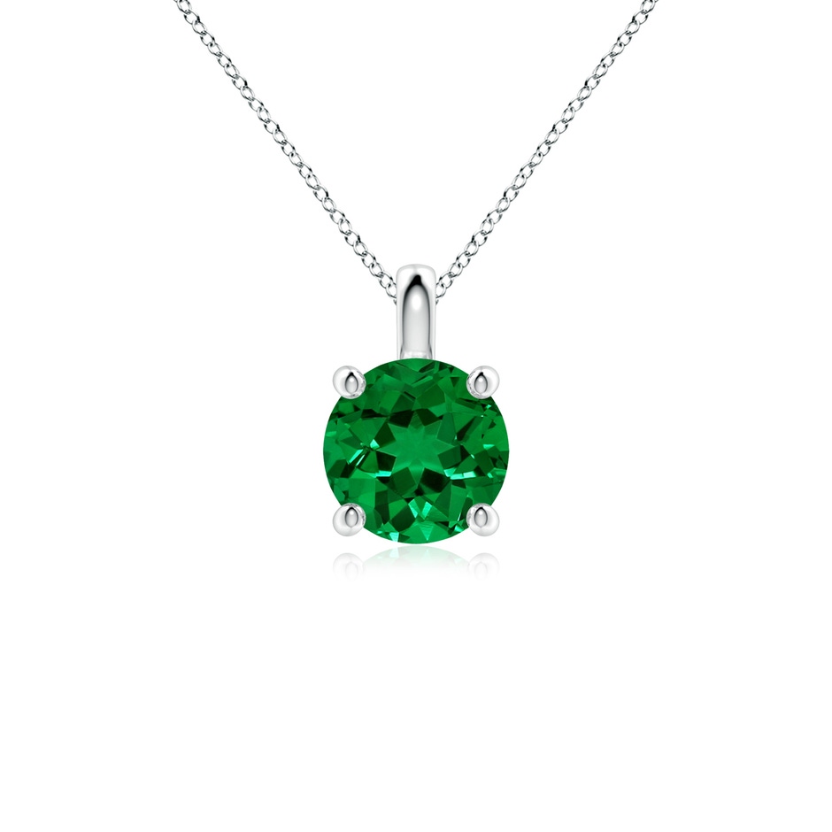 7mm Labgrown Lab-Grown Solitaire Round Emerald Classic Pendant in White Gold 