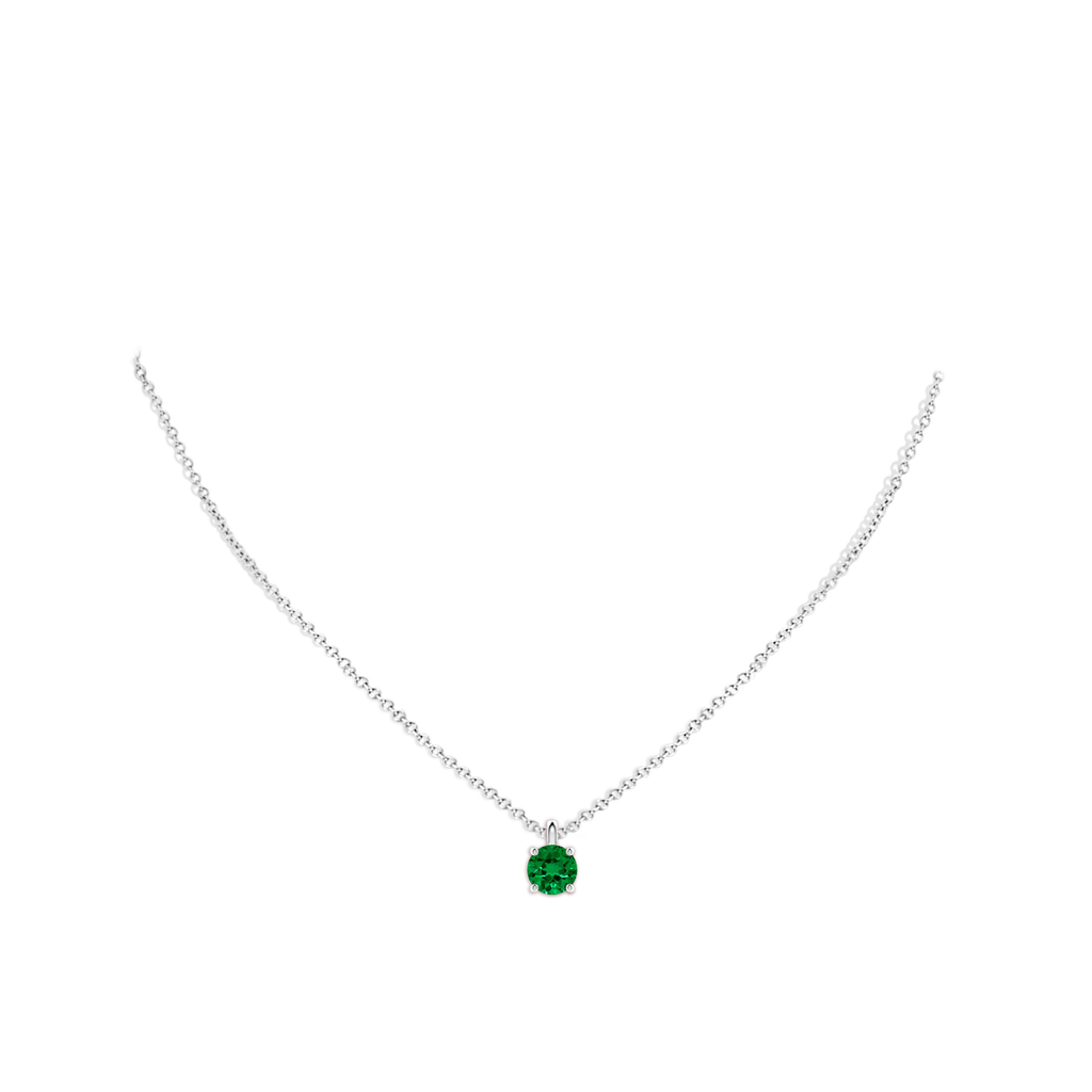 7mm Labgrown Lab-Grown Solitaire Round Emerald Classic Pendant in White Gold pen