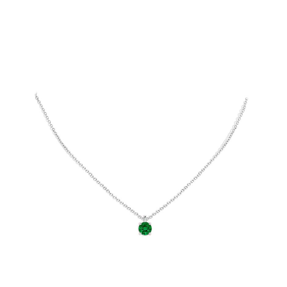 7mm Labgrown Lab-Grown Solitaire Round Emerald Classic Pendant in White Gold pen