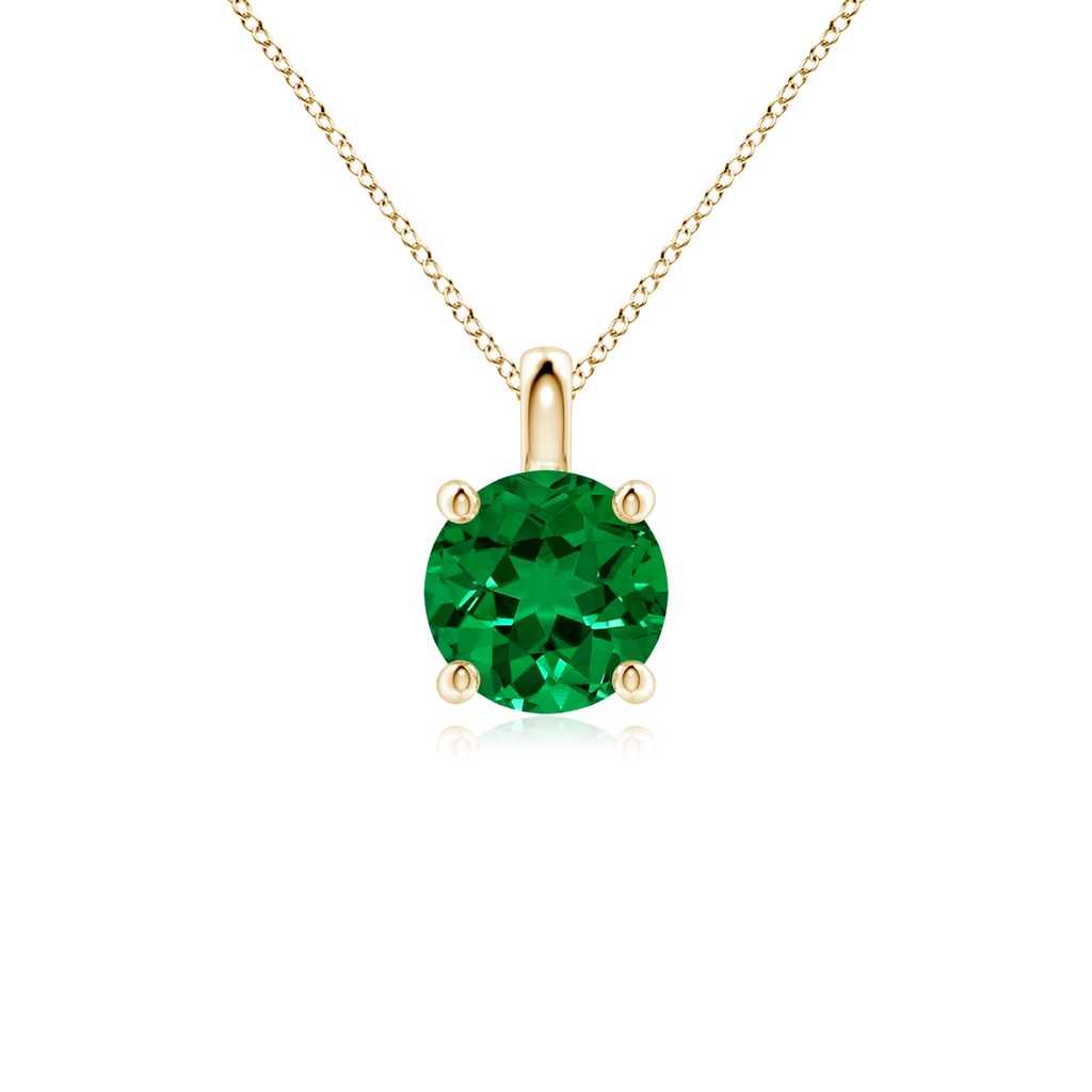 7mm Labgrown Lab-Grown Solitaire Round Emerald Classic Pendant in Yellow Gold