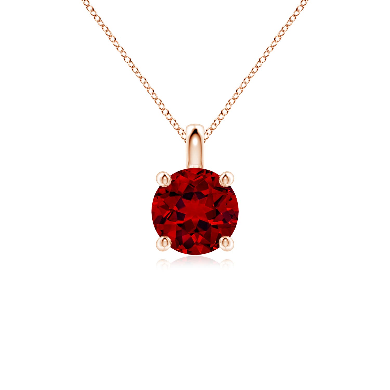 7mm Labgrown Lab-Grown Solitaire Round Ruby Classic Pendant in 18K Rose Gold