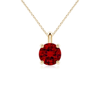 7mm Labgrown Lab-Grown Solitaire Round Ruby Classic Pendant in 18K Yellow Gold