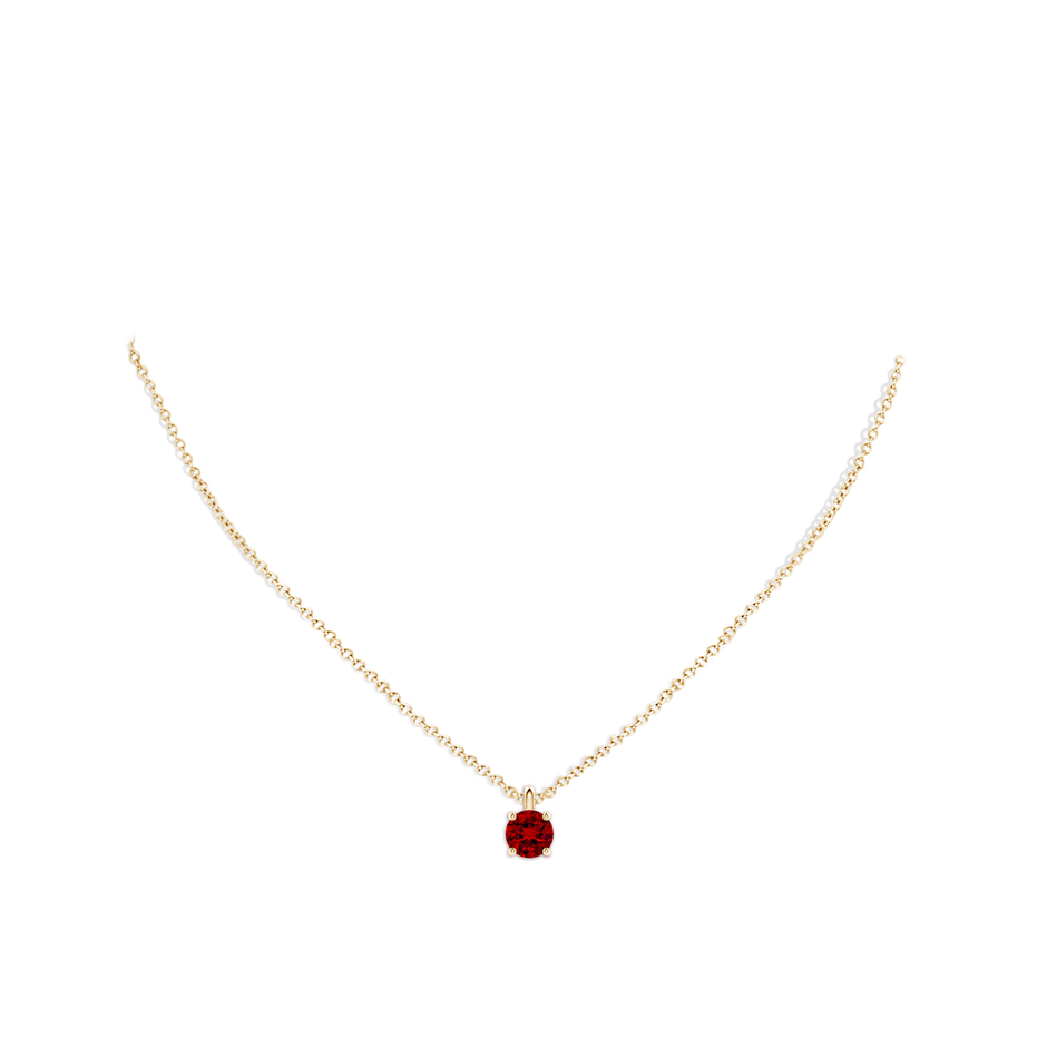 7mm Labgrown Lab-Grown Solitaire Round Ruby Classic Pendant in 18K Yellow Gold pen