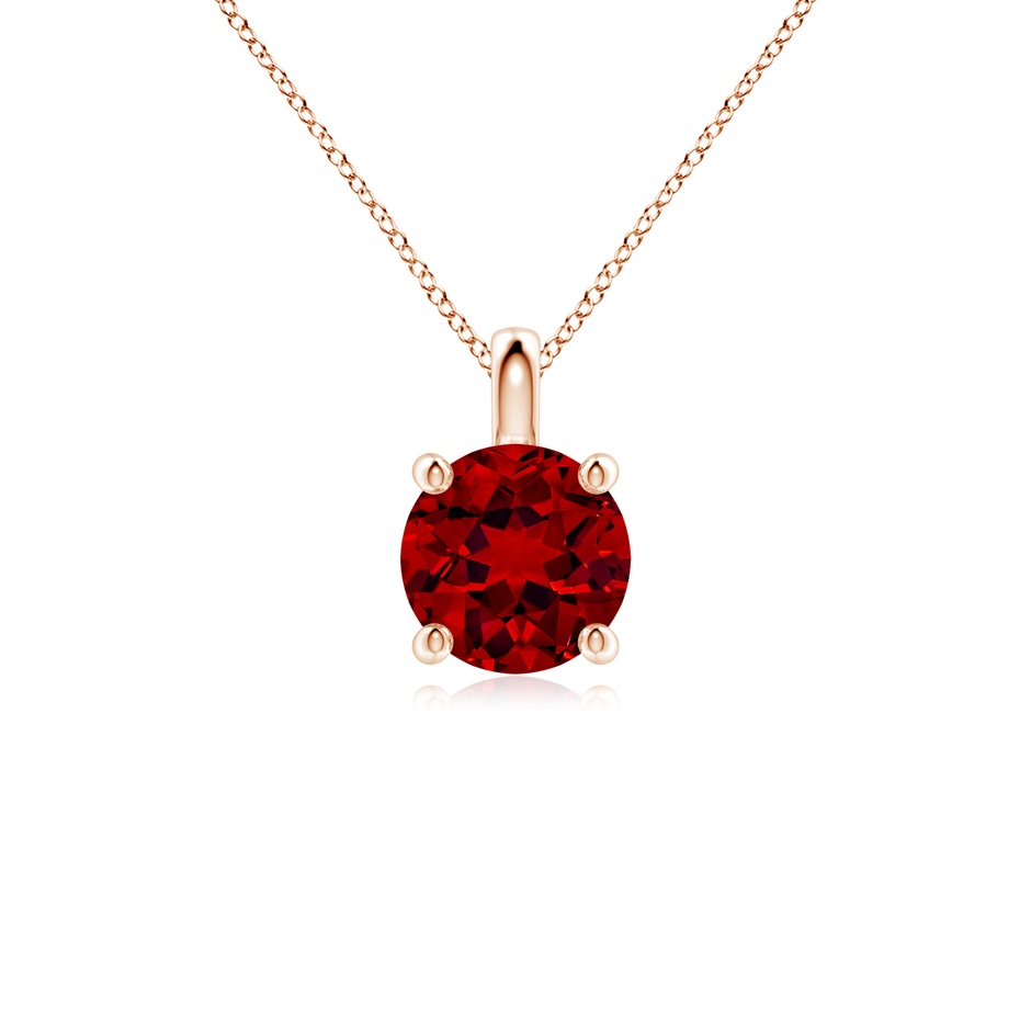 7mm Labgrown Lab-Grown Solitaire Round Ruby Classic Pendant in Rose Gold 