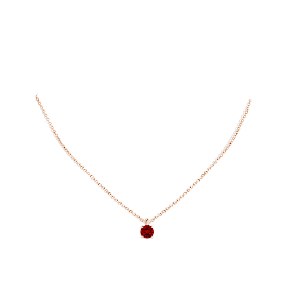7mm Labgrown Lab-Grown Solitaire Round Ruby Classic Pendant in Rose Gold pen