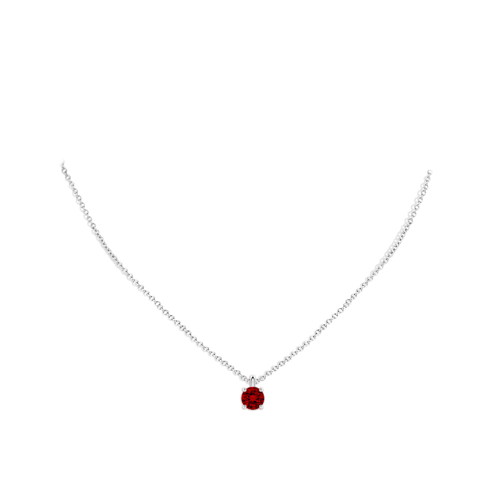 7mm Labgrown Lab-Grown Solitaire Round Ruby Classic Pendant in White Gold pen