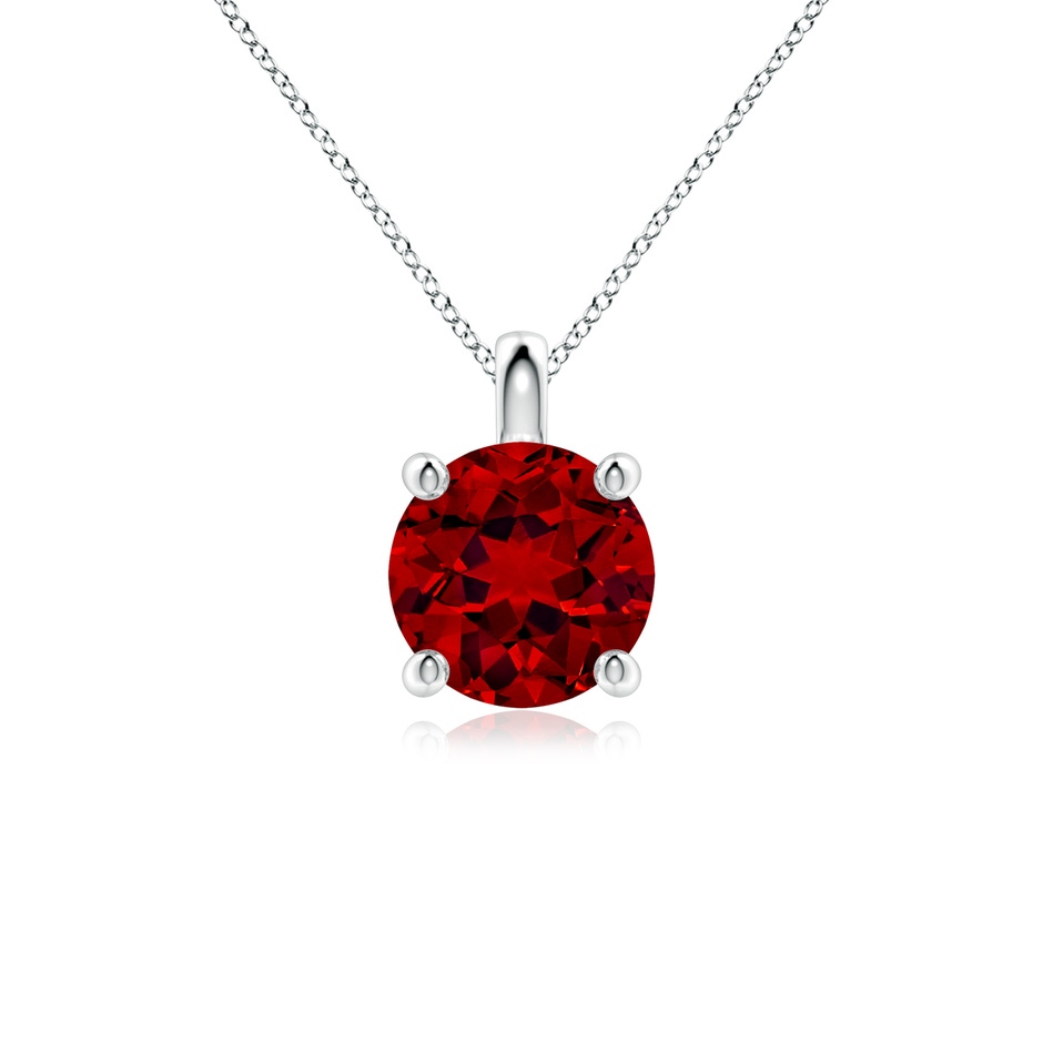 8mm Labgrown Lab-Grown Solitaire Round Ruby Classic Pendant in 18K White Gold 