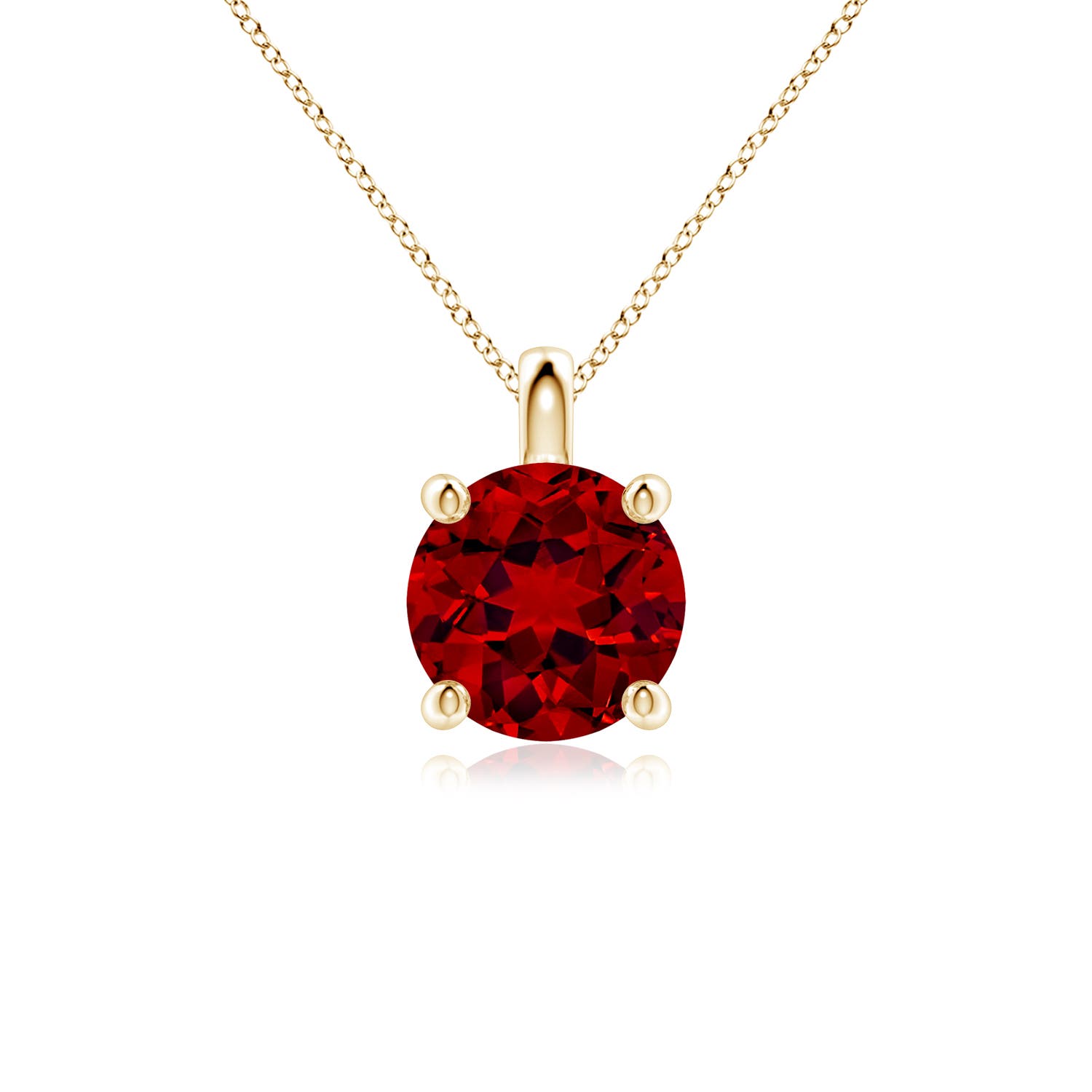 8mm Labgrown Lab-Grown Solitaire Round Ruby Classic Pendant in 18CT Yellow Gold