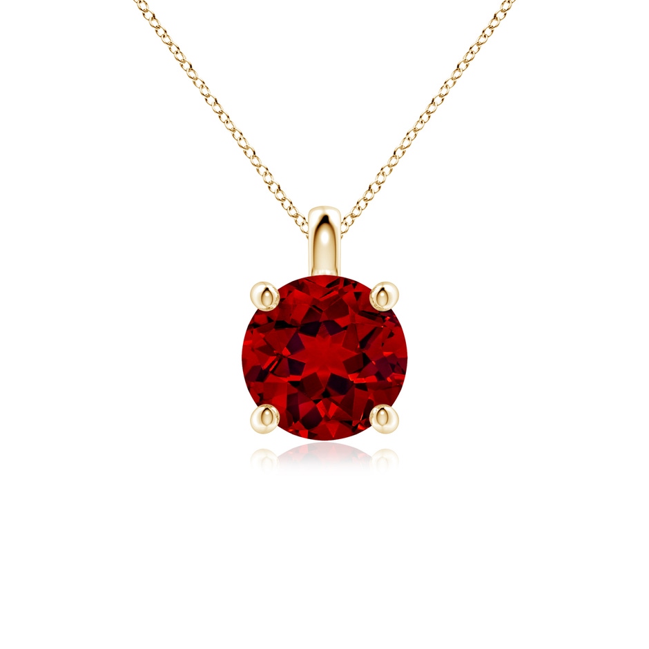8mm Labgrown Lab-Grown Solitaire Round Ruby Classic Pendant in 18K Yellow Gold 