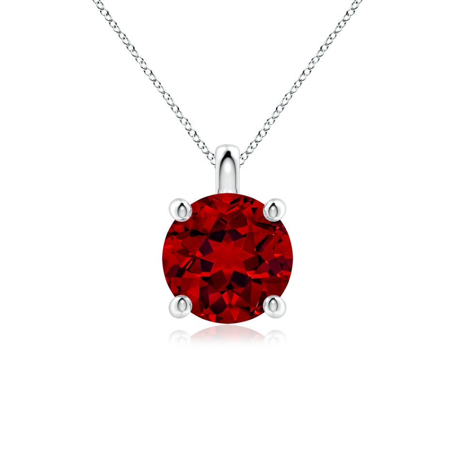 9mm Labgrown Lab-Grown Solitaire Round Ruby Classic Pendant in White Gold 