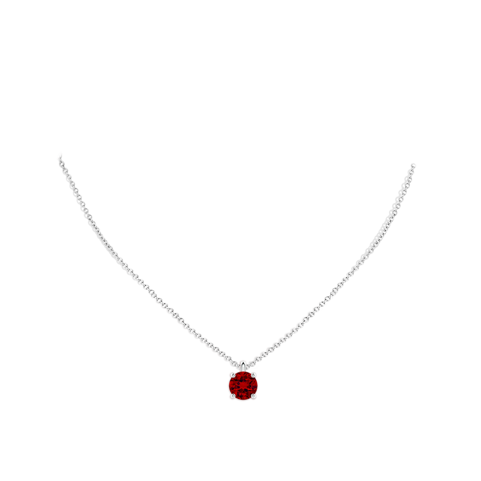 9mm Labgrown Lab-Grown Solitaire Round Ruby Classic Pendant in White Gold pen