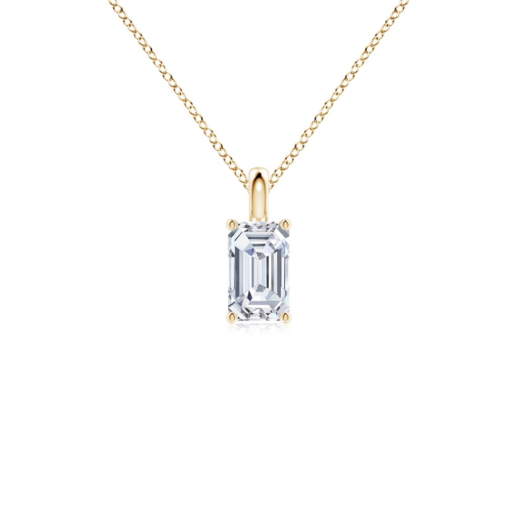 6.5x4mm FGVS Lab-Grown Solitaire Emerald-Cut Diamond Classic Pendant in Yellow Gold