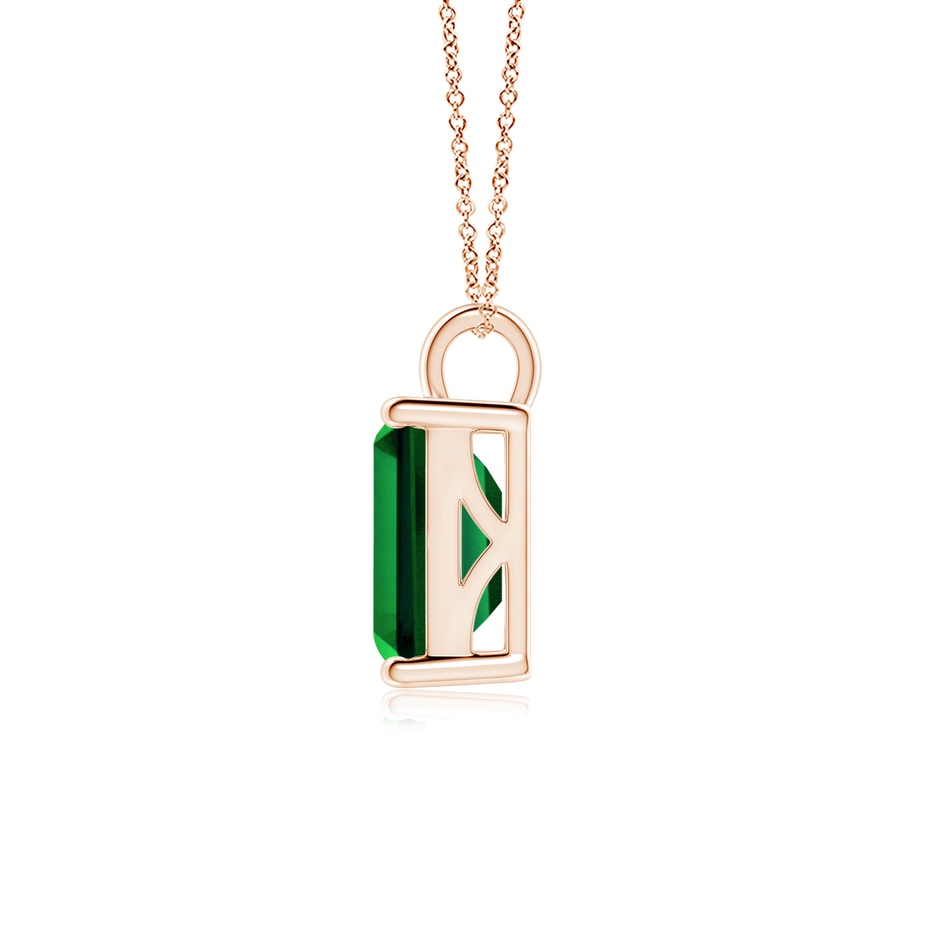 10x8mm Labgrown Lab-Grown Solitaire Emerald-Cut Emerald Classic Pendant in 18K Rose Gold side 199