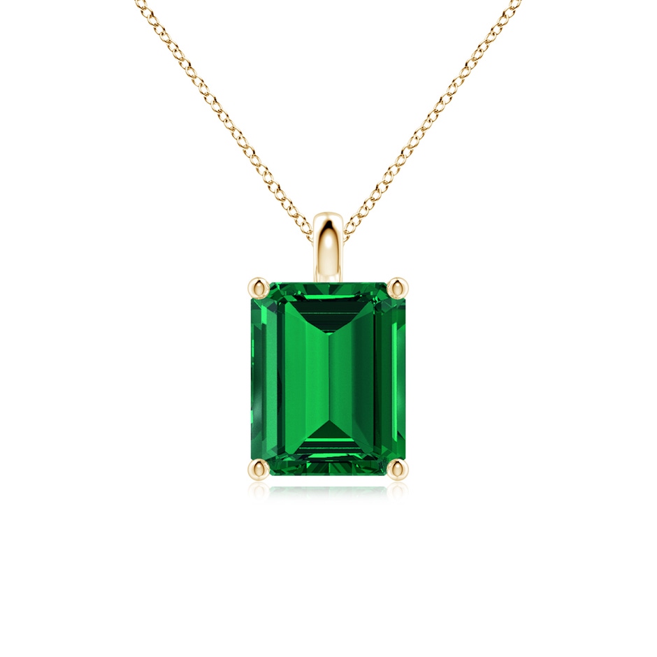 10x8mm Labgrown Lab-Grown Solitaire Emerald-Cut Emerald Classic Pendant in 18K Yellow Gold 