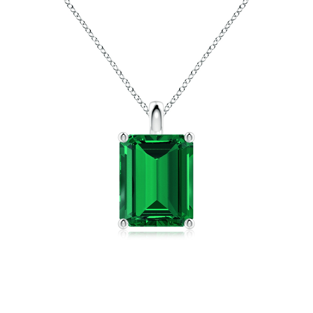 10x8mm Labgrown Lab-Grown Solitaire Emerald-Cut Emerald Classic Pendant in P950 Platinum