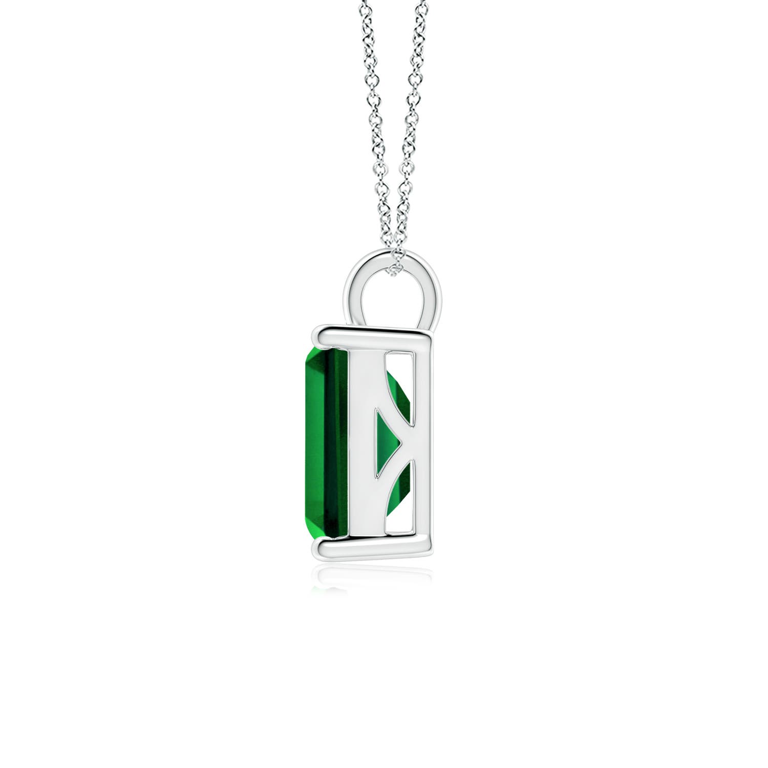 10x8mm Labgrown Lab-Grown Solitaire Emerald-Cut Emerald Classic Pendant in P950 Platinum