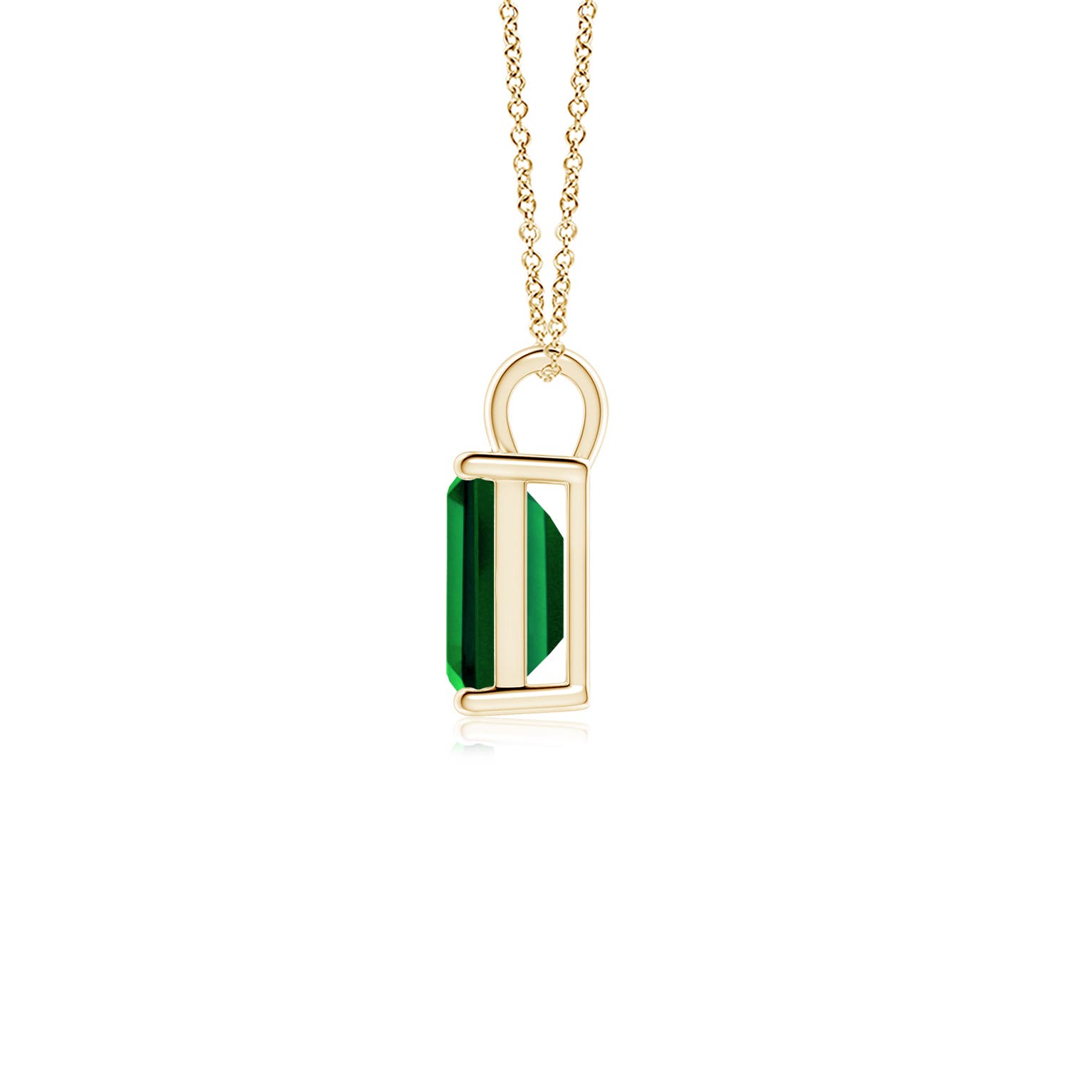 8x6mm Labgrown Lab-Grown Solitaire Emerald-Cut Emerald Classic Pendant in 18K Yellow Gold