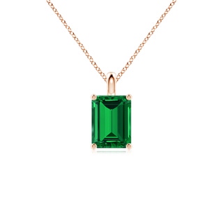 8x6mm Labgrown Lab-Grown Solitaire Emerald-Cut Emerald Classic Pendant in 9K Rose Gold